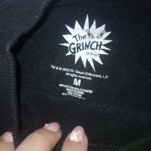 Dr. Seuss Black Hoodie with Grinch Design - Picture 2 of 2